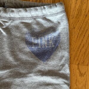PINK Victoria's Secret Gray Sweatpants with Blue Heart Graphic